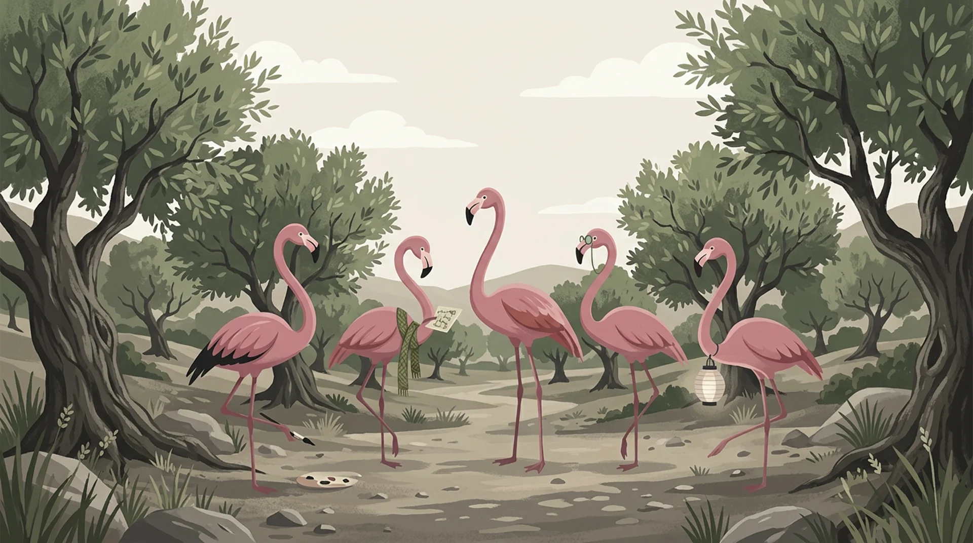 The flamingo flock roost